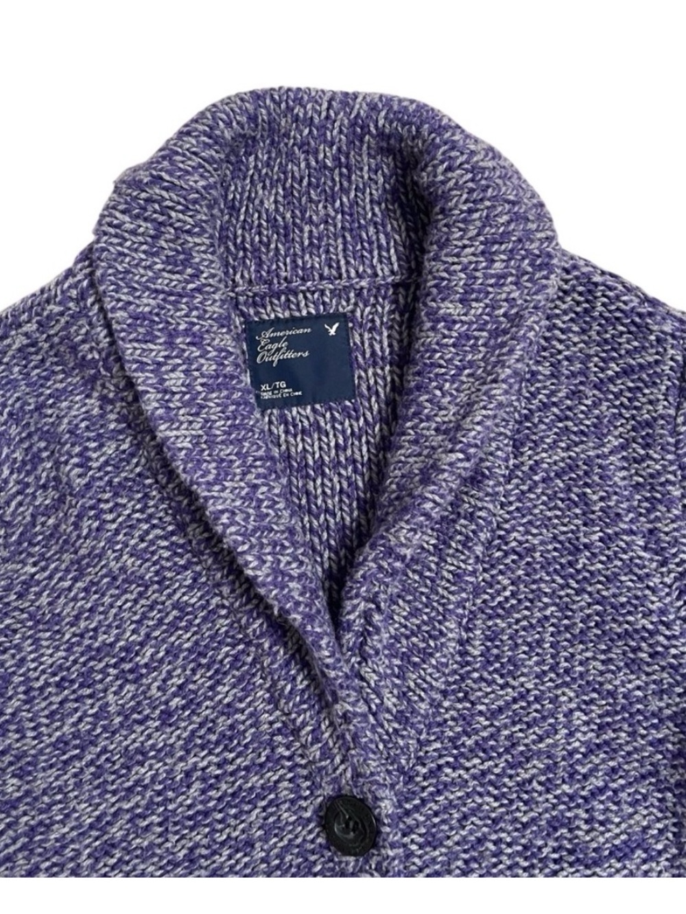 American Eagle Outfitters Purple & Cream Marled Shawl Collar Cardigan